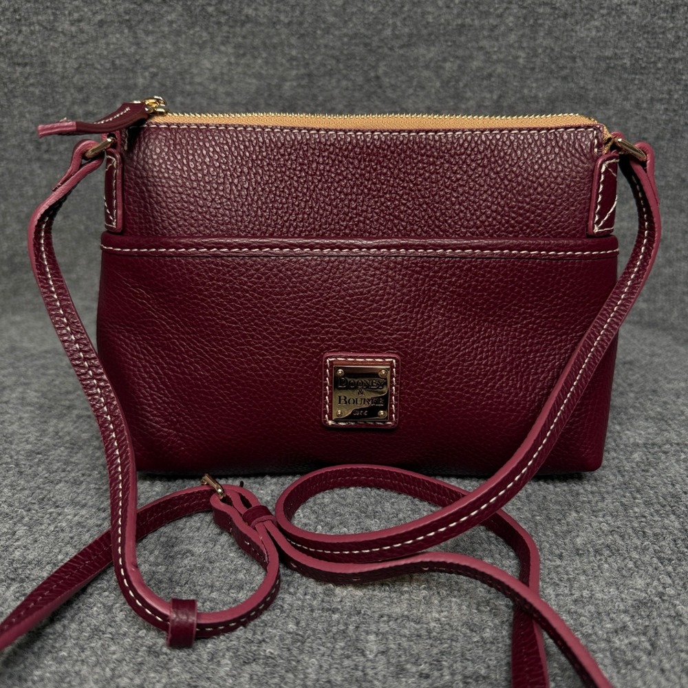 Dooney & Bourke Ginger Crossbody Bag Red Wine Pebble Leather Adjustable Strap